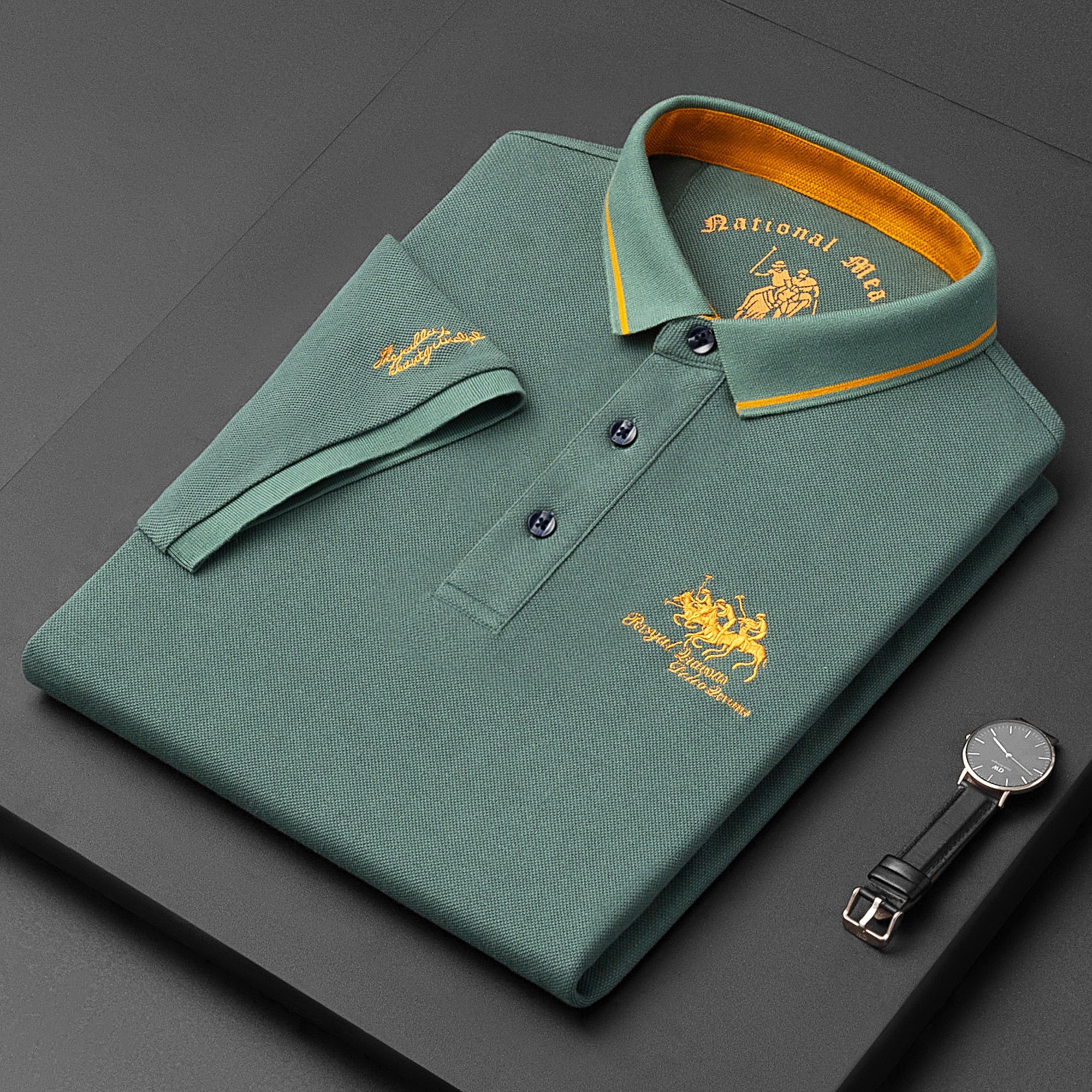 Cotton Solid Embroidered Decoration Polo Shirt