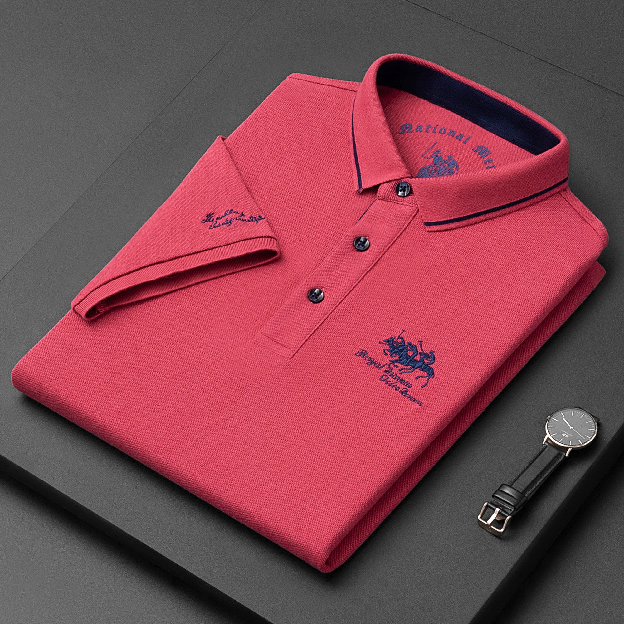 Cotton Solid Embroidered Decoration Polo Shirt