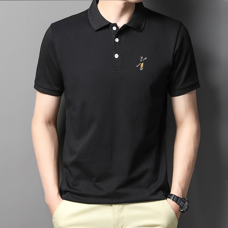 Embroidered Decoration Solid Polo Shirt