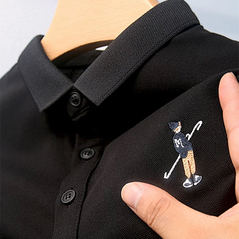 Embroidered Decoration Solid Polo Shirt