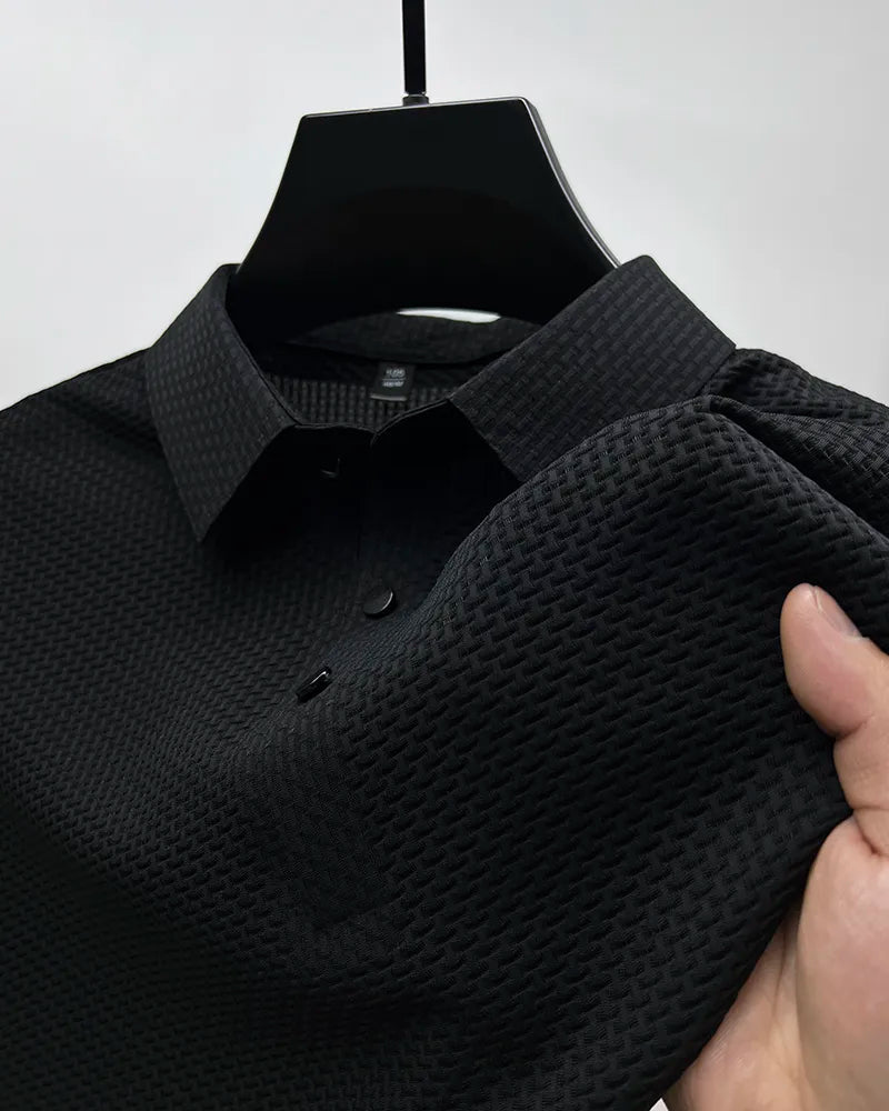 Breathable Ice Silk Elastic Polo Shirt