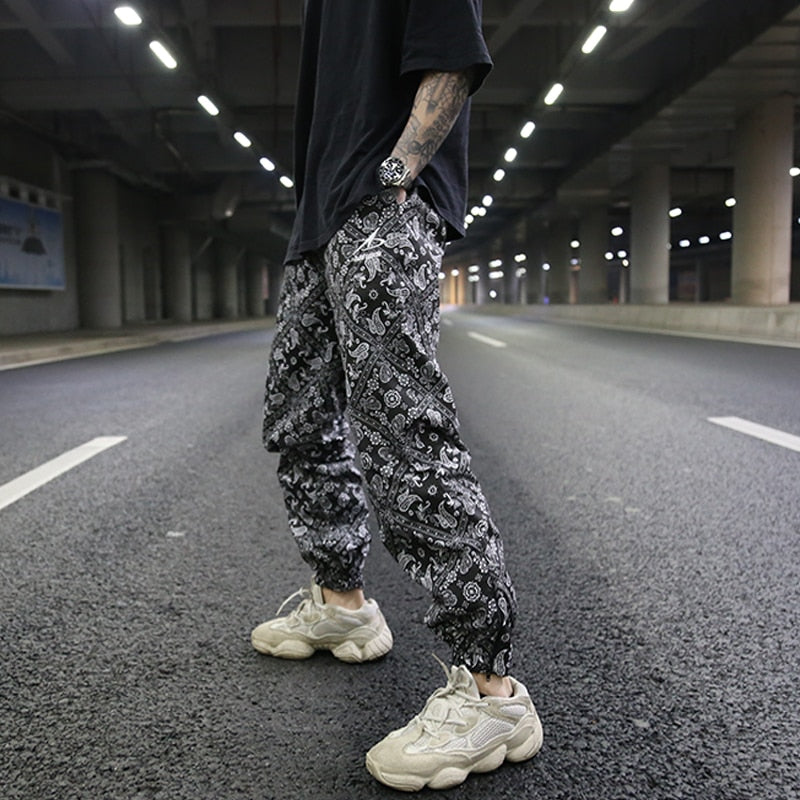 Ethnic Elastic Waist Loose Jogger Pants