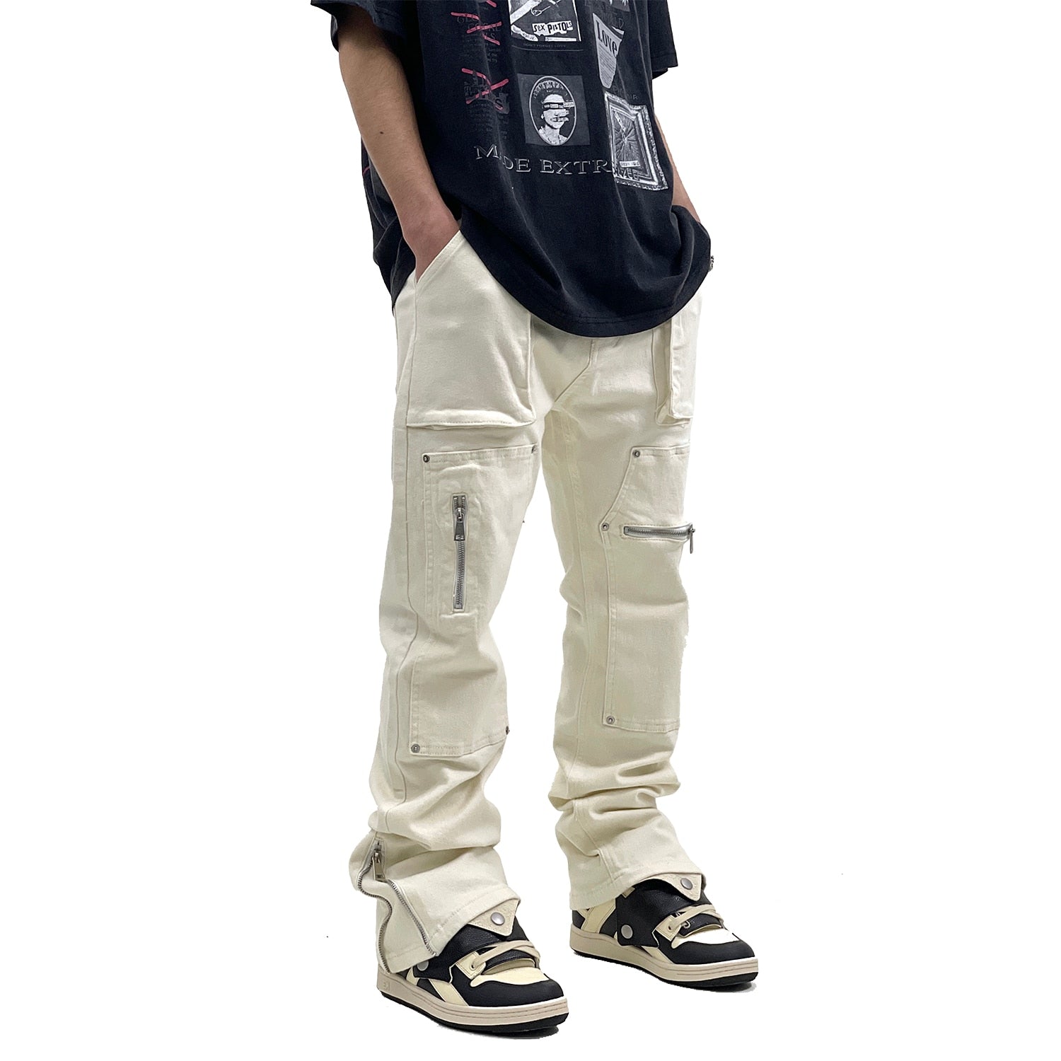 Fashionable Zipper Loose Men Pants