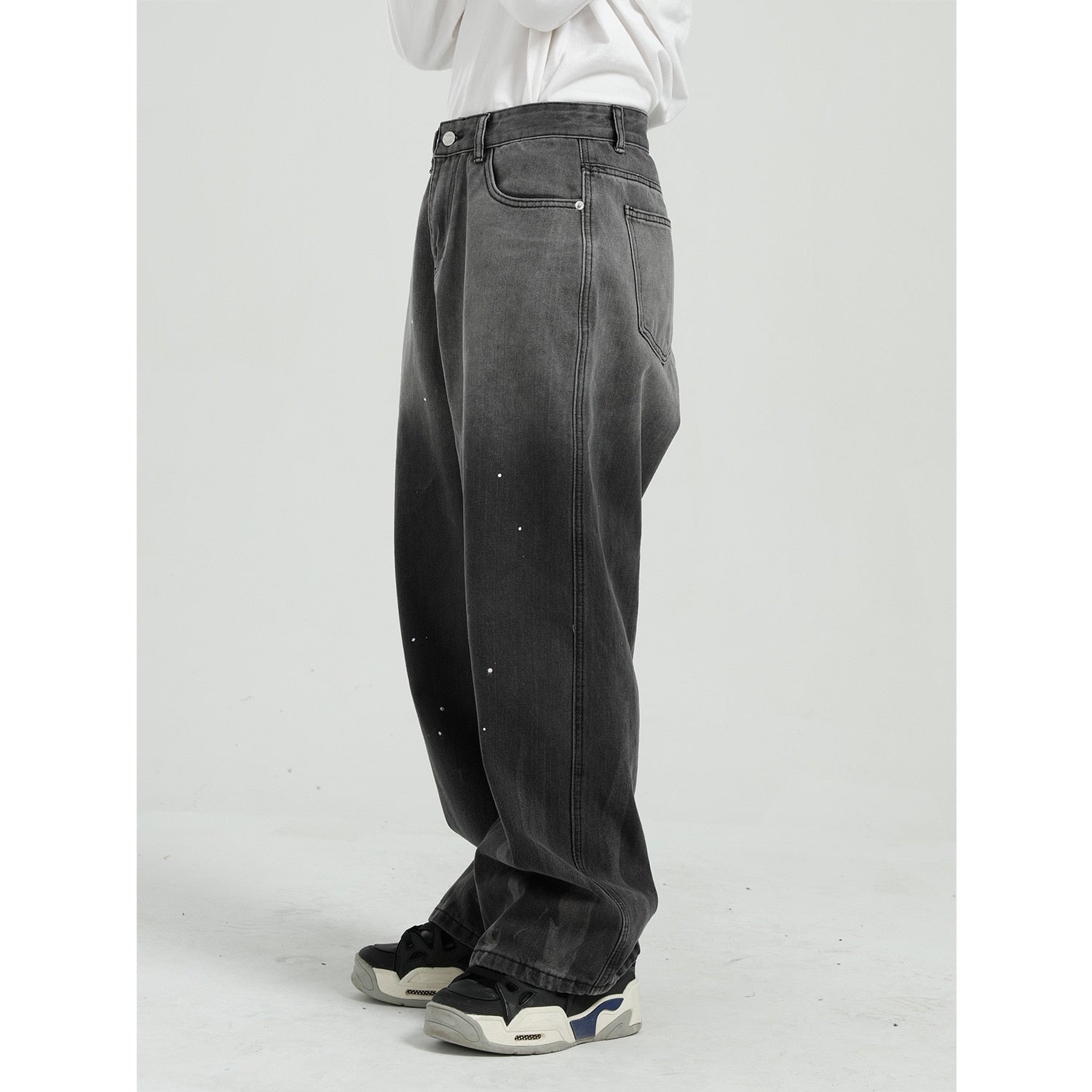 Paint Splattered Retro Style Loose Jeans