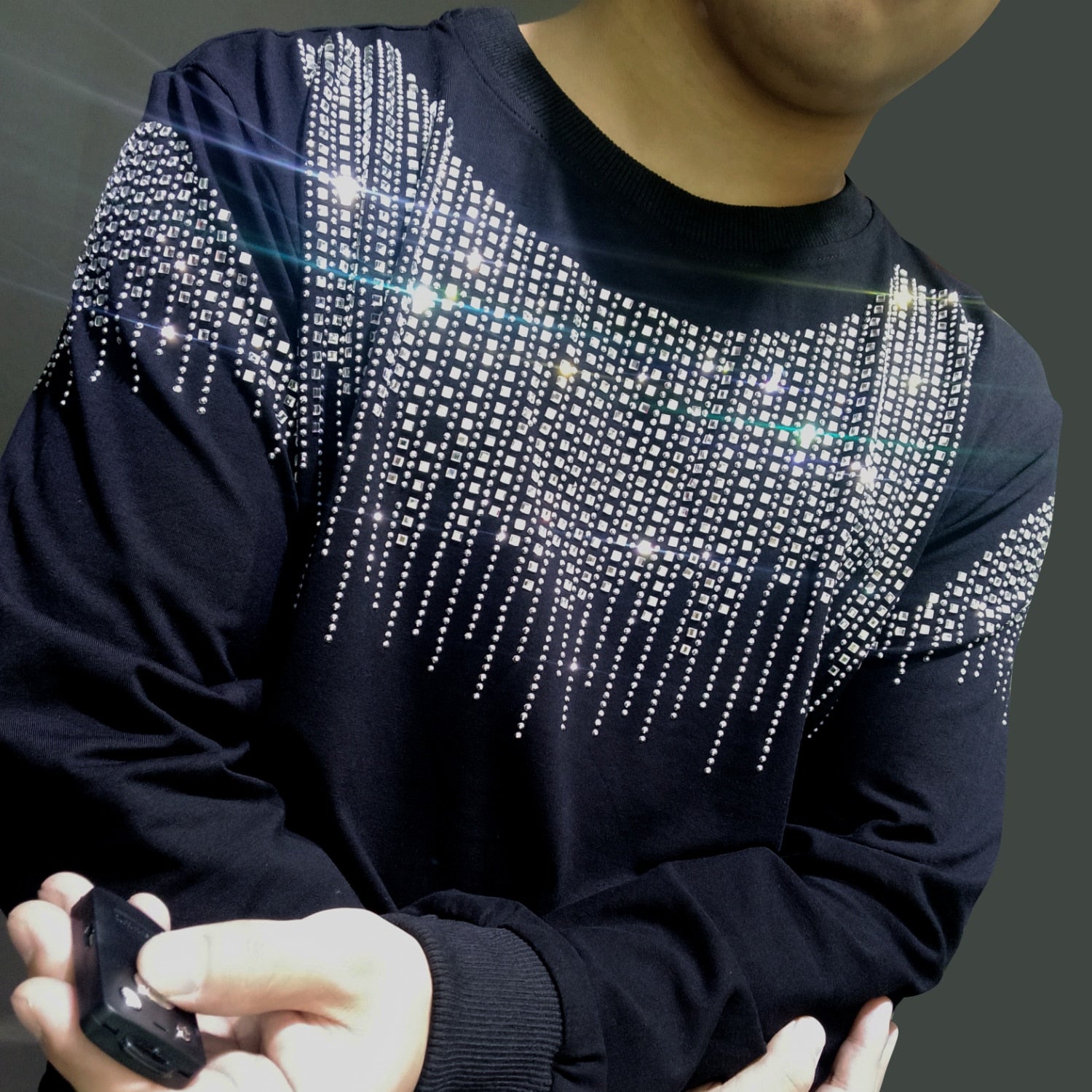 Glittering Crystal Decorated Sweatshirt
