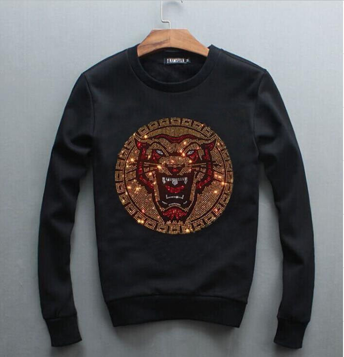 Roaring Tiger Rhinestones Decorated Sweater