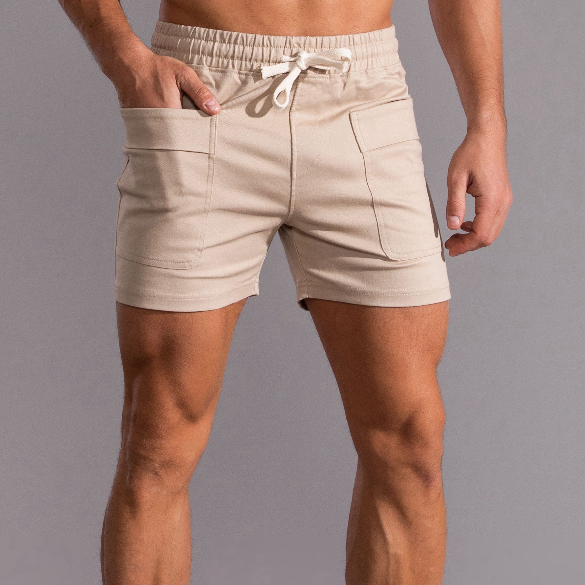 Solid Color Pockets Decorated Casual Summer Shorts