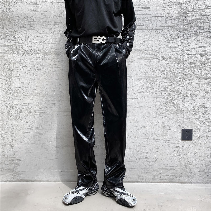 New Trend Black Glossy Loose Pants