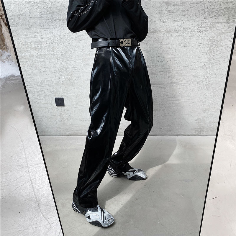 New Trend Black Glossy Loose Pants