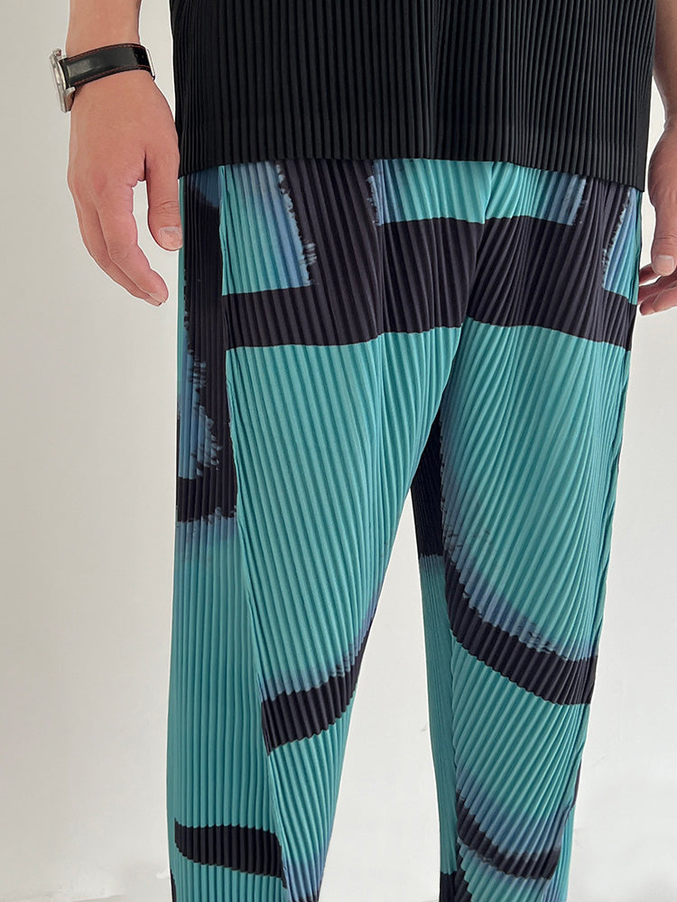 Beach Pleated Printing Pants