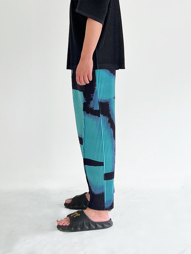 Beach Pleated Printing Pants