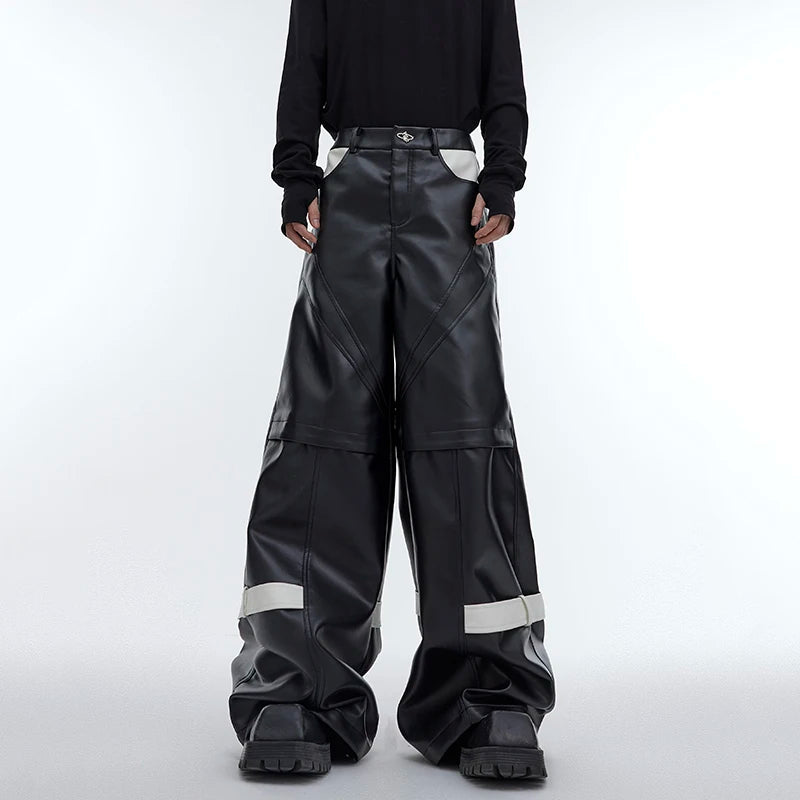 Black Lines Strap Wide Leg Pants