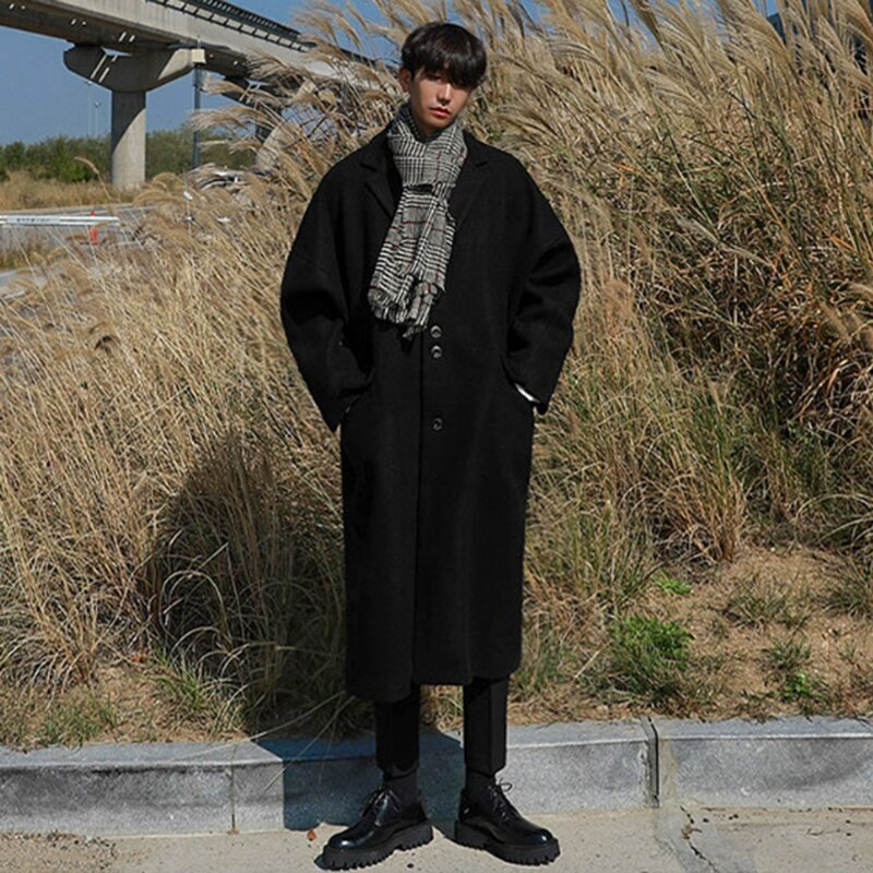 Solid Buttons Thickened Woolen Coat