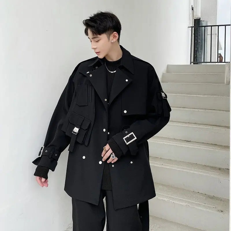 Solid Fashion Multi Buckle Loose Jacket