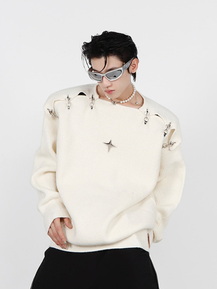 Star Buckle Shoulder Sweater