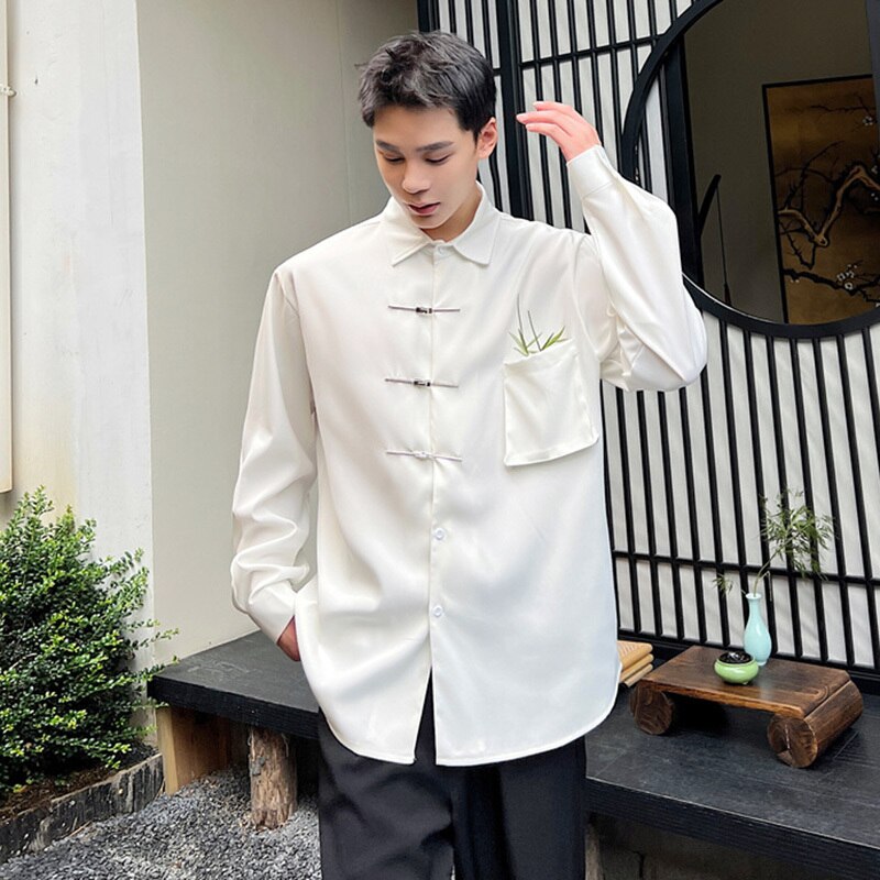 Solid White Metal Button Shirt