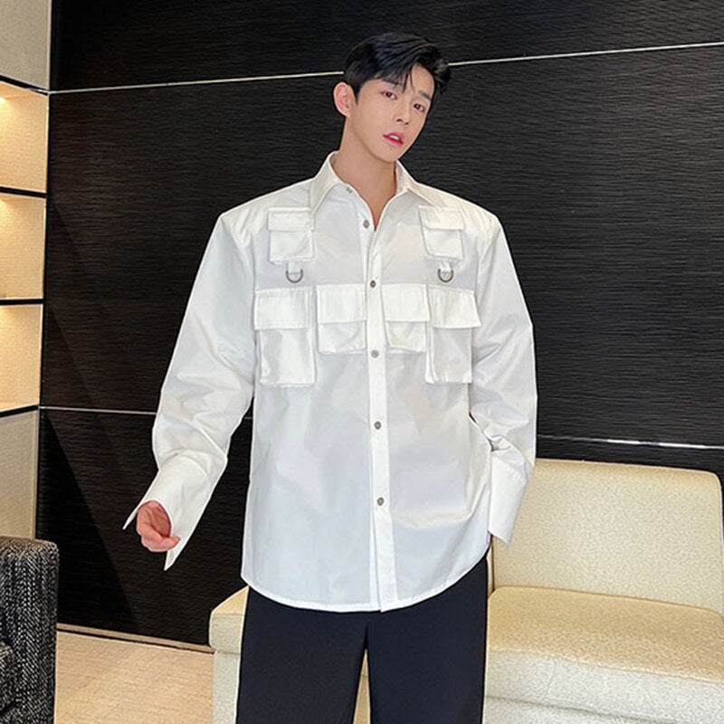 Black White Multi Pocket Shirt