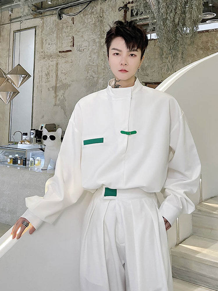 Little Contrast Stand Collar Long-Sleeved Sets