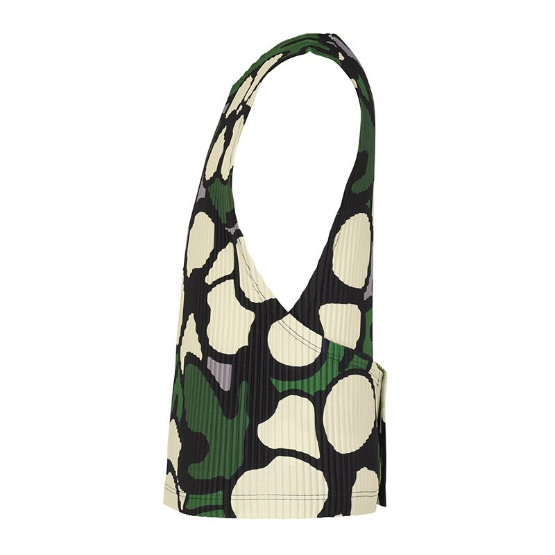 Geometric Pleated Loose Tank Top