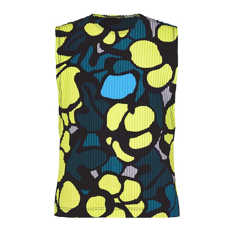 Geometric Pleated Loose Tank Top