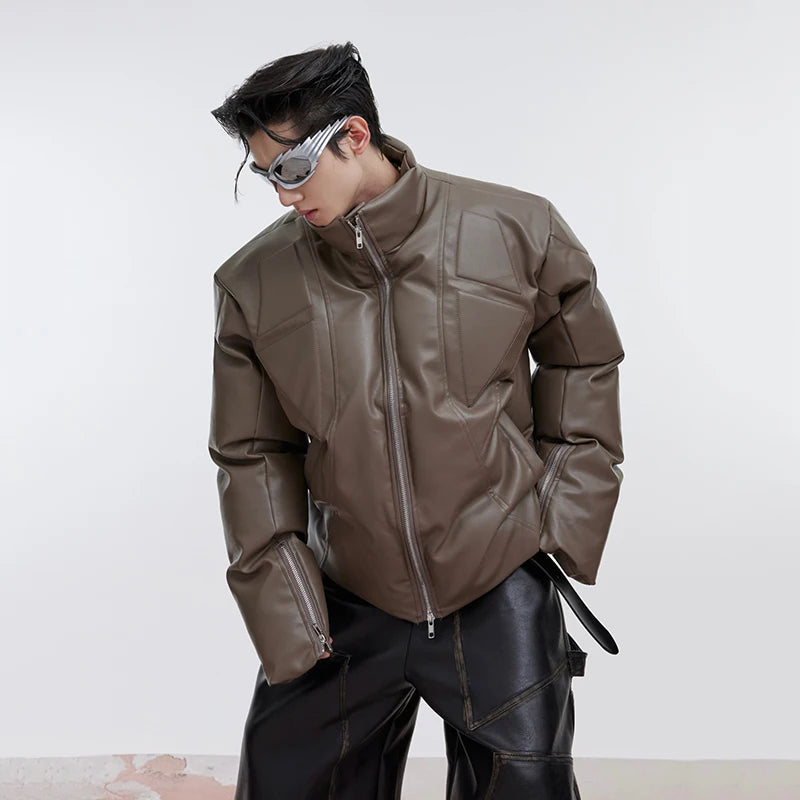 Oversize PU Leather Padded Jacket