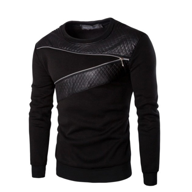 Long Sleeve O Neck Gothic Punk with Zipper Style Men T-Shirt