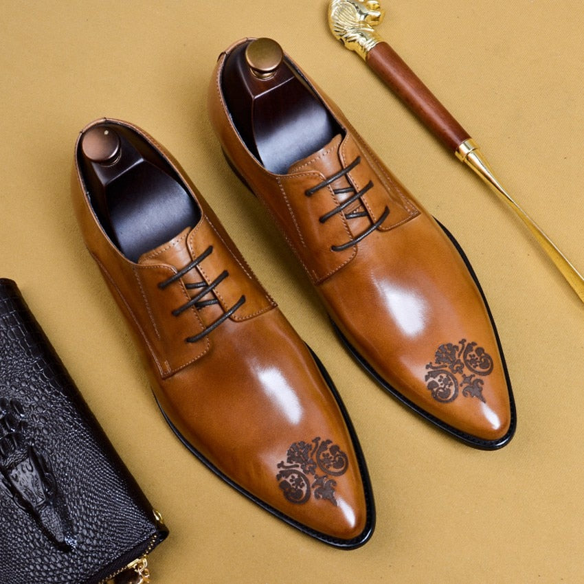 Genuine Leather Formal Dress Pointed Toe Handmade Crafted Man Shoes