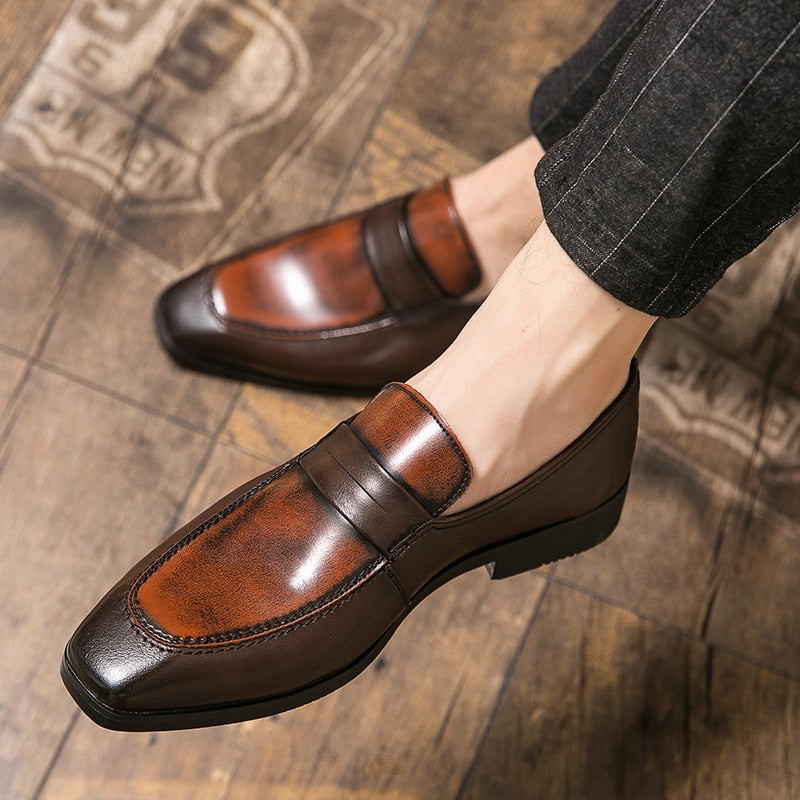 Solid Auburn Loafers Slip-On Shoes