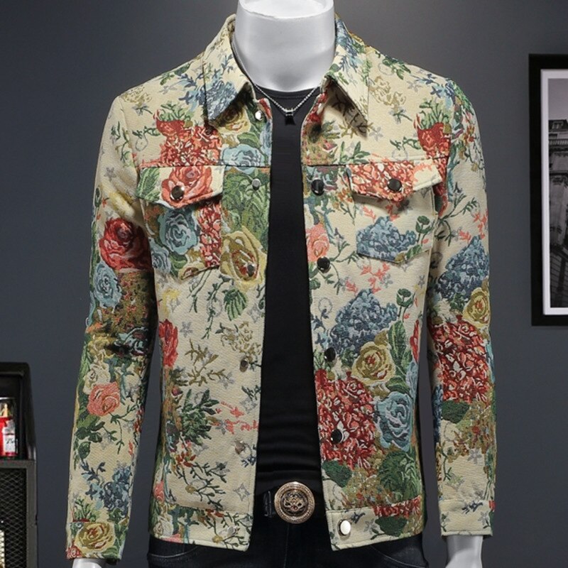 Vintage Floral Single-Breasted Jacket