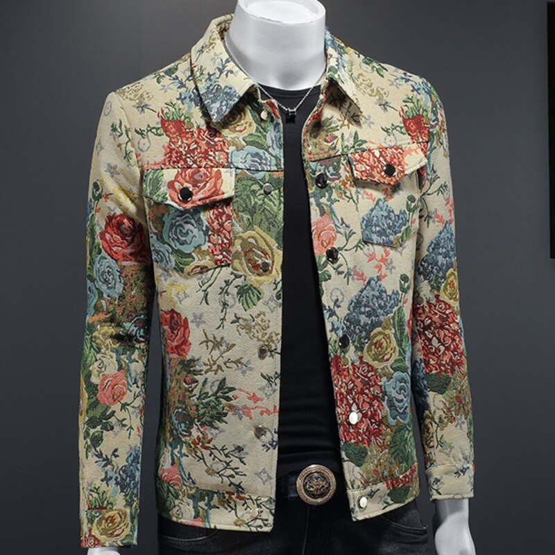 Vintage Floral Single-Breasted Jacket