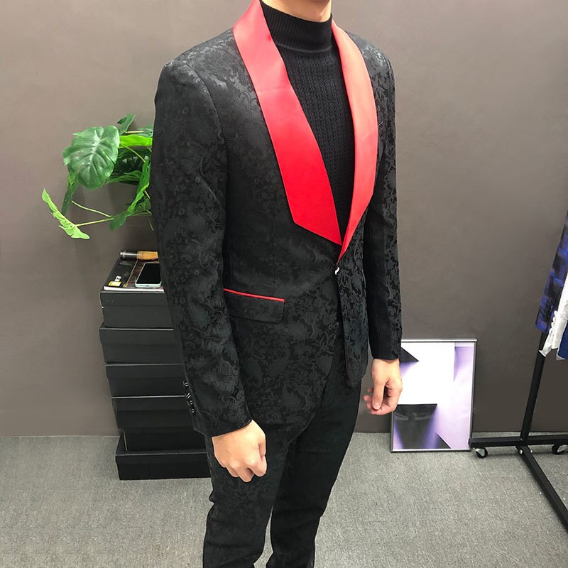 Jacquard Shawl Lapel Contrast Suit