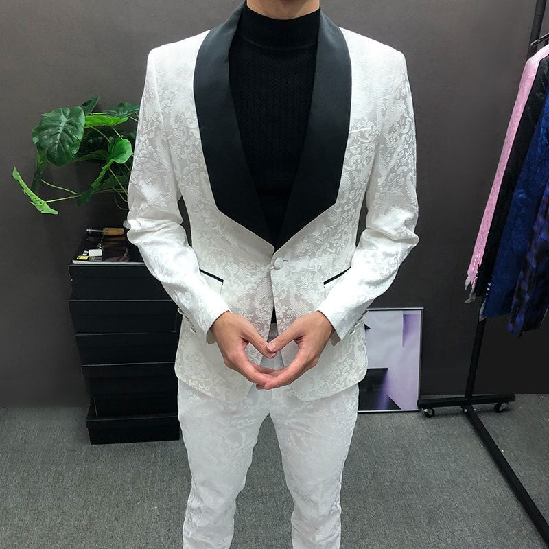Jacquard Shawl Lapel Contrast Suit