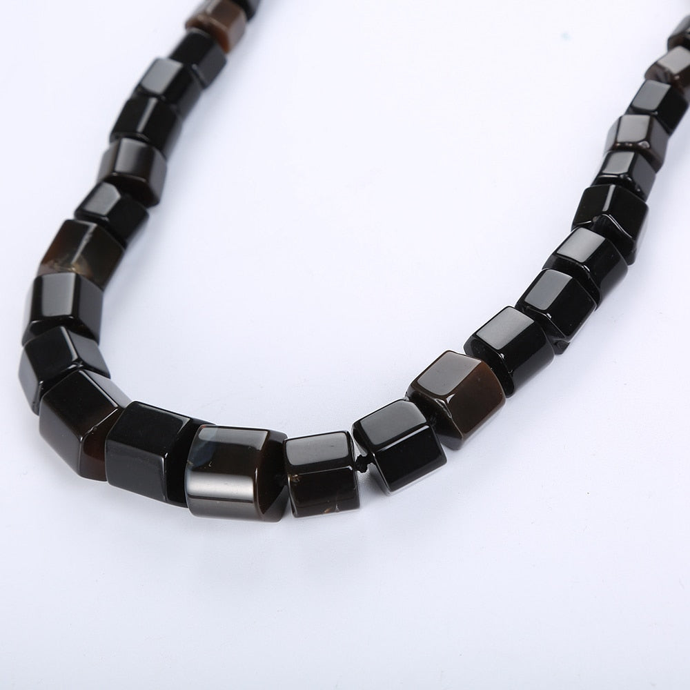 Black Agate Natural Jewelry Men Ethnic Necklace