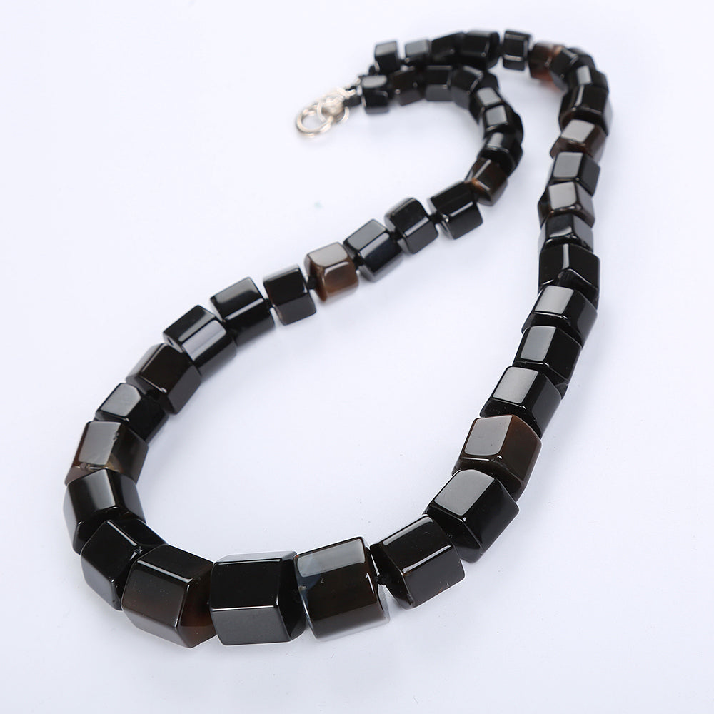 Black Agate Natural Jewelry Men Ethnic Necklace