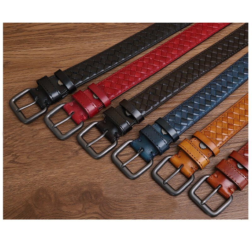 Pin Buckle Braided Leather Belt