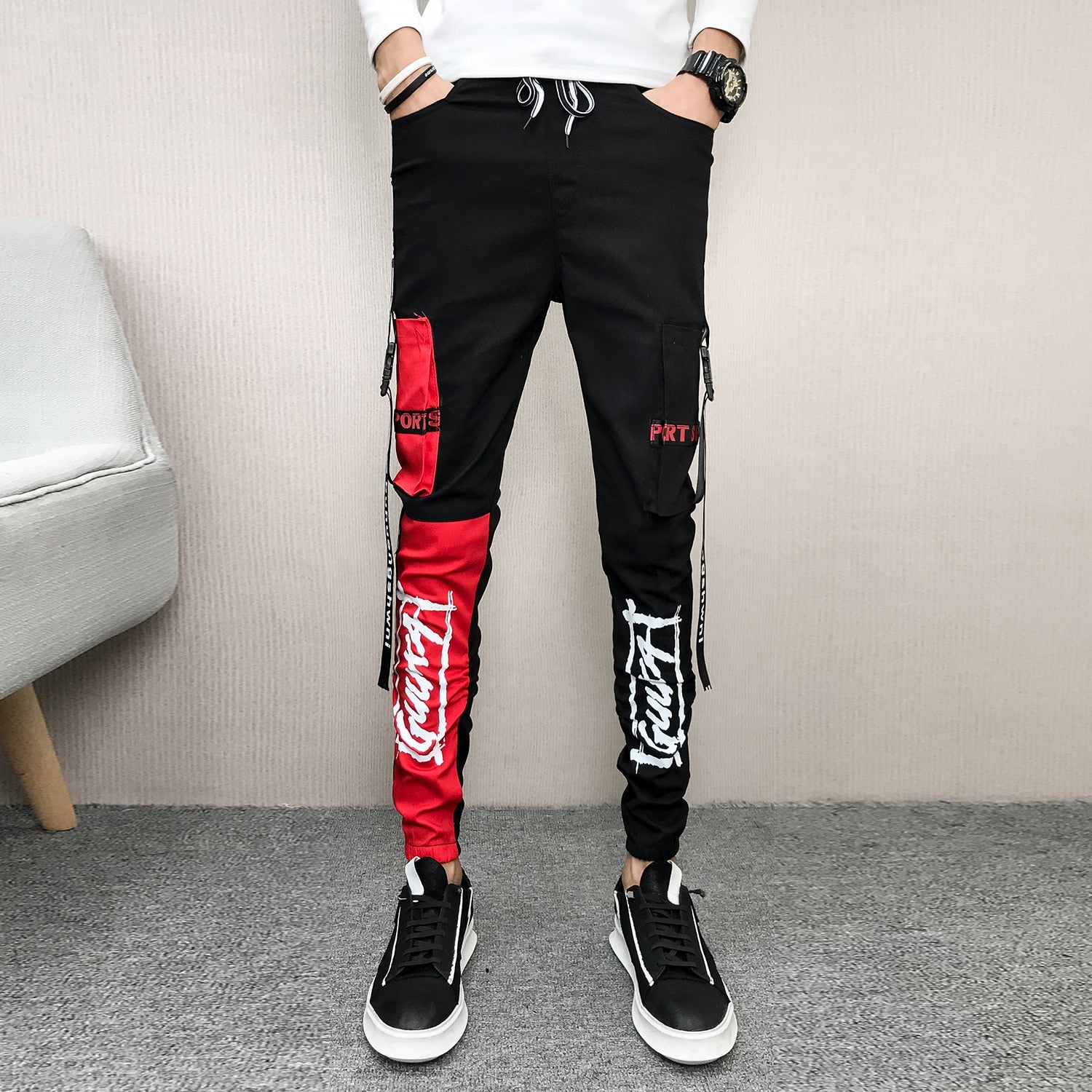 Red And Black Hip Hop Pants