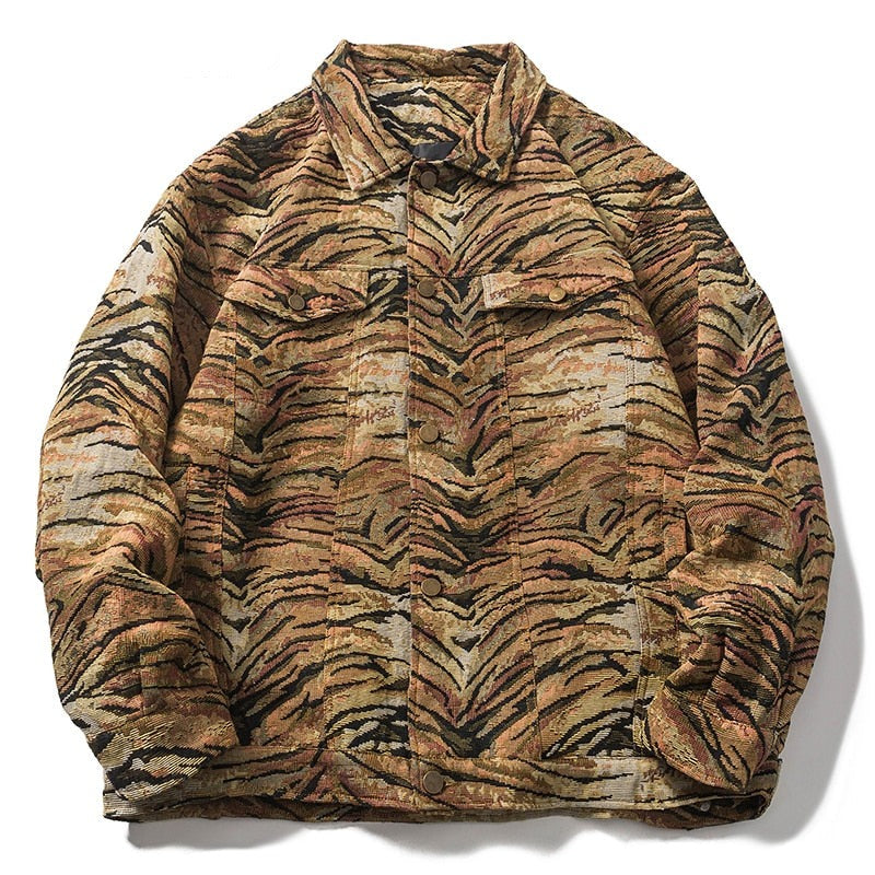 Tiger Skin Pattern Single-Breasted Jacket