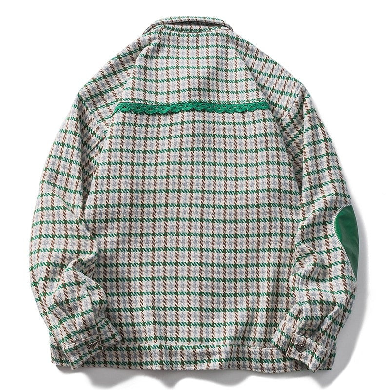 Heart Embroidery Plaid Loose Jacket