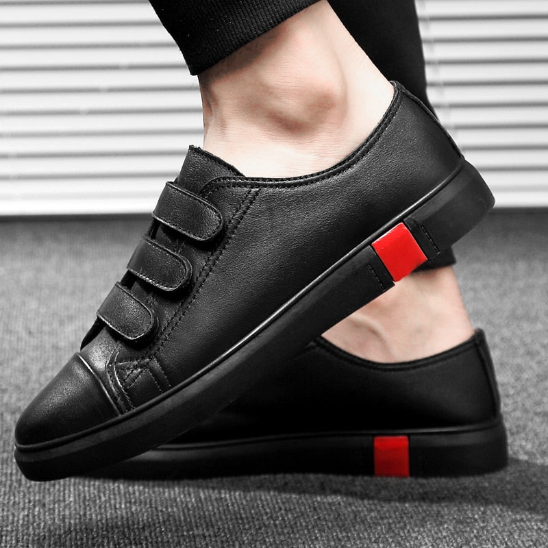 Casual Strap Paste Leather Flat Breathable Style Men Sneaker