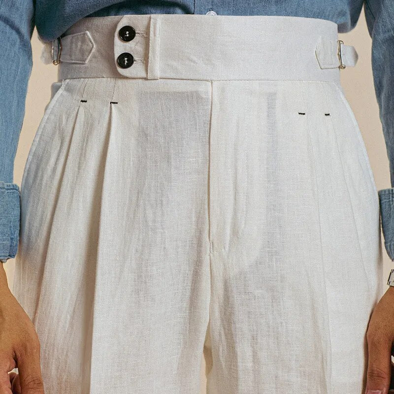 Linen Retro Casual High Waist Trousers