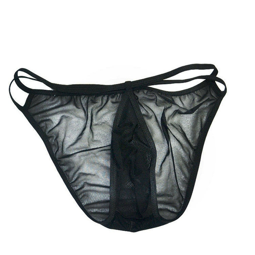 Solid Pouch See-Through Back Men Thong