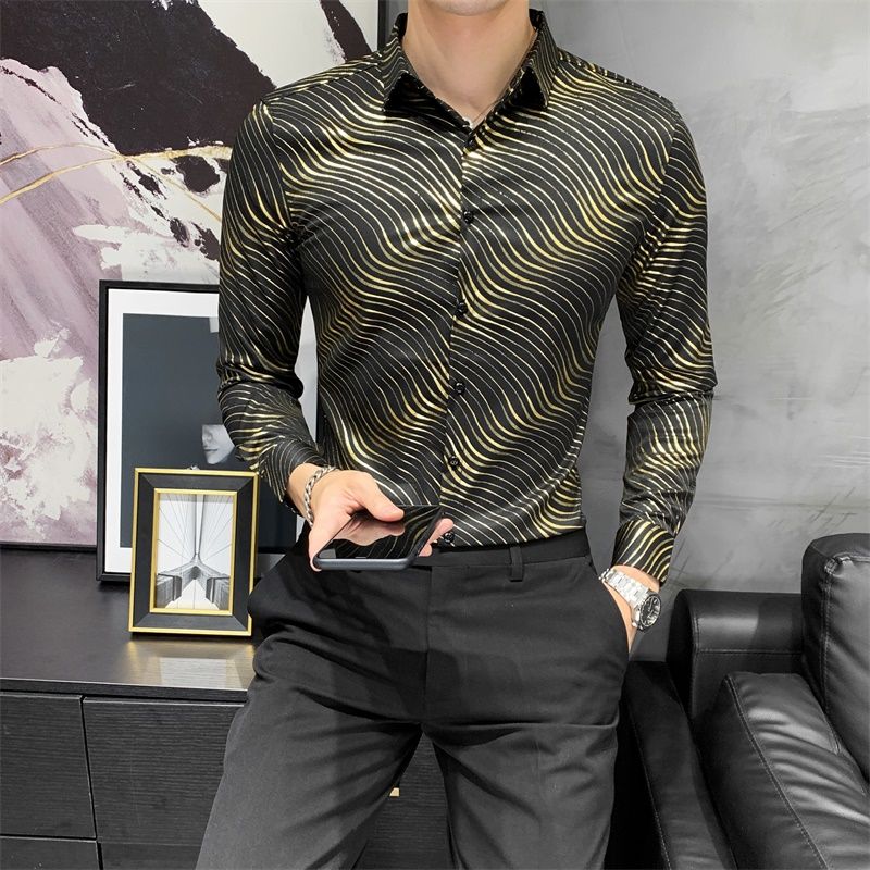 Zebra Style Shiny Printed Long Sleeve Shirt