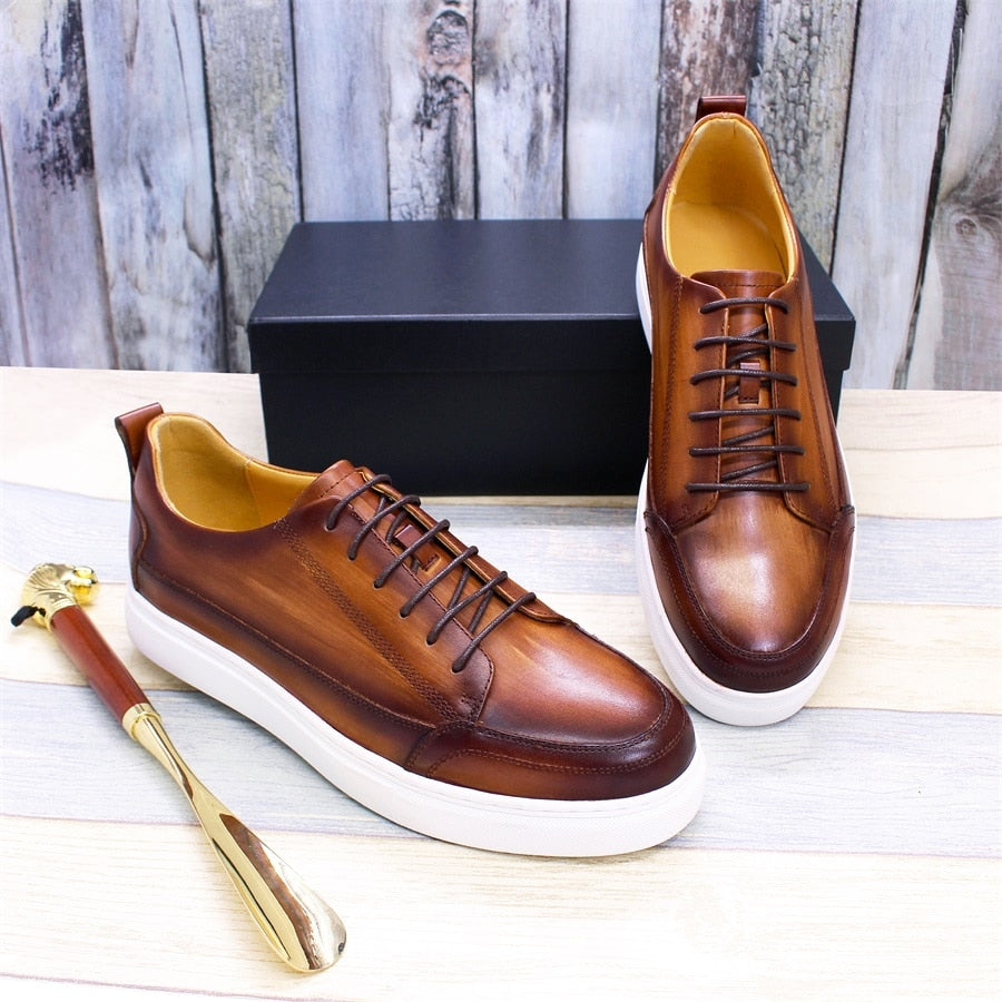 Casual Lace-Up Brown Leather Shoes