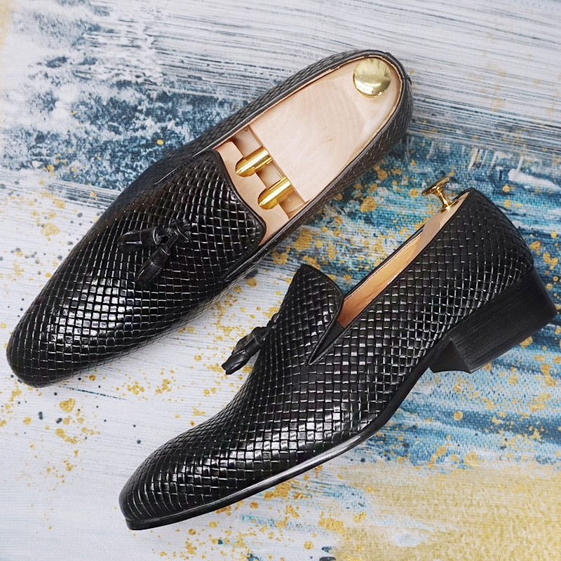 Luxury Genuine Leather Tassel Decorated Loafer Shoes