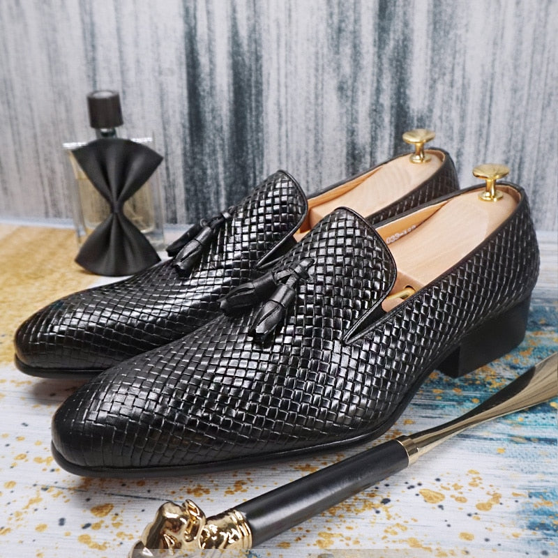 Luxury Genuine Leather Tassel Decorated Loafer Shoes