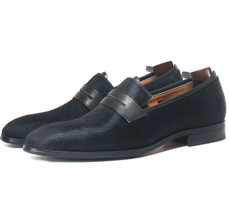 Casual Black Horsehair Loafers