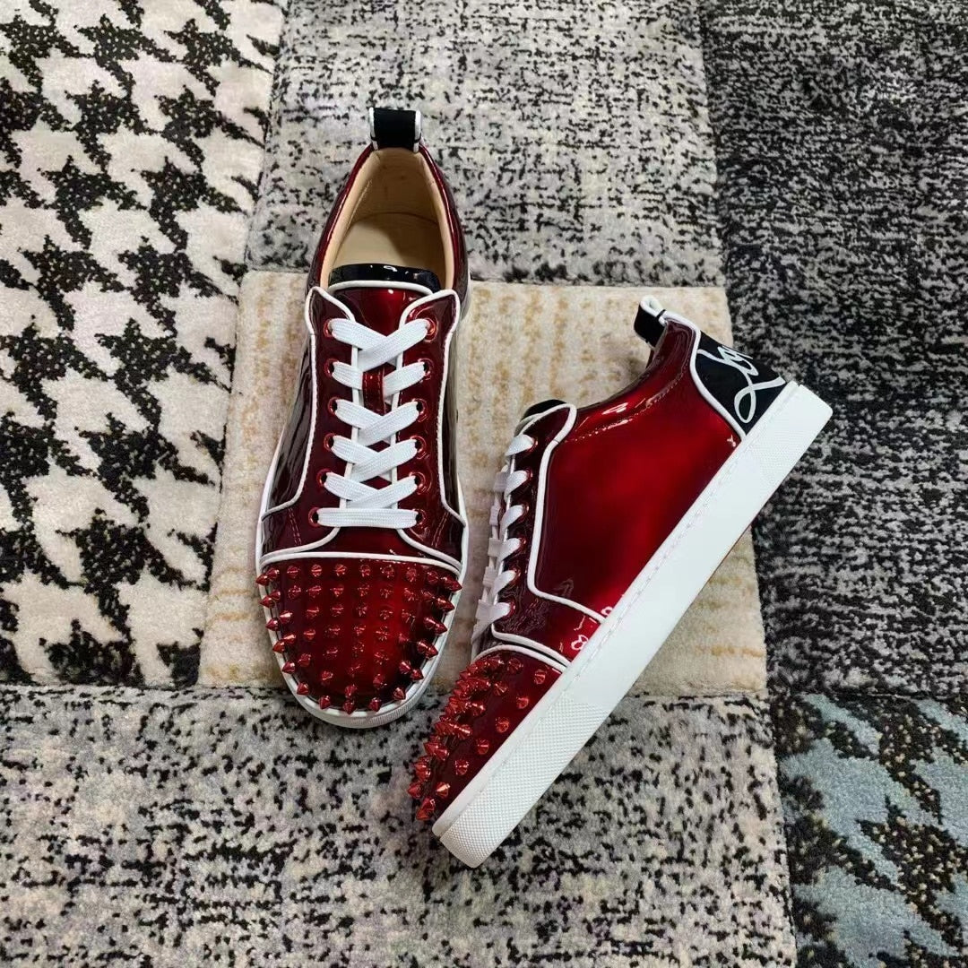 Red Rivet Decoration Leather Sneakers