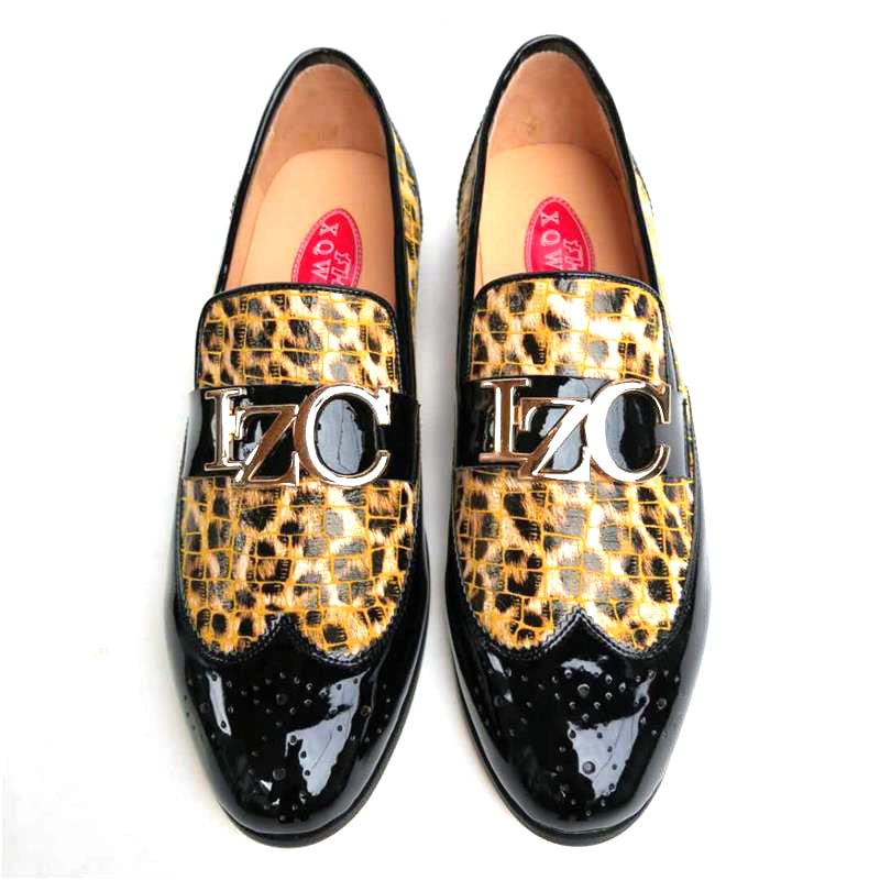 Leopard Metal Buckle Slip-On Loafers