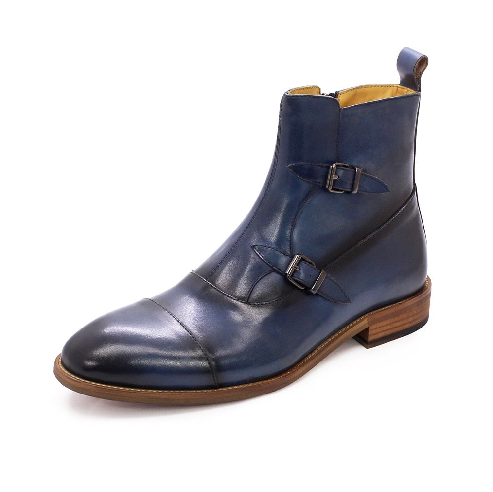 Cap-Toed Zipped Monk Dress Boots