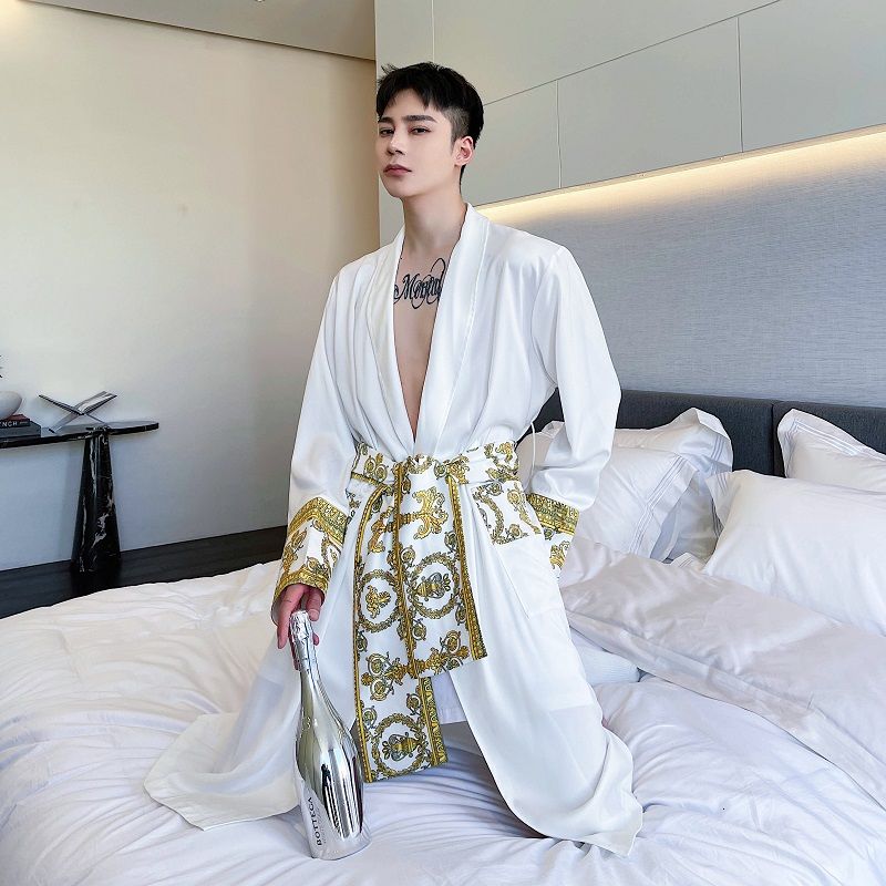 Luxury Light Black Gold Printing Robe